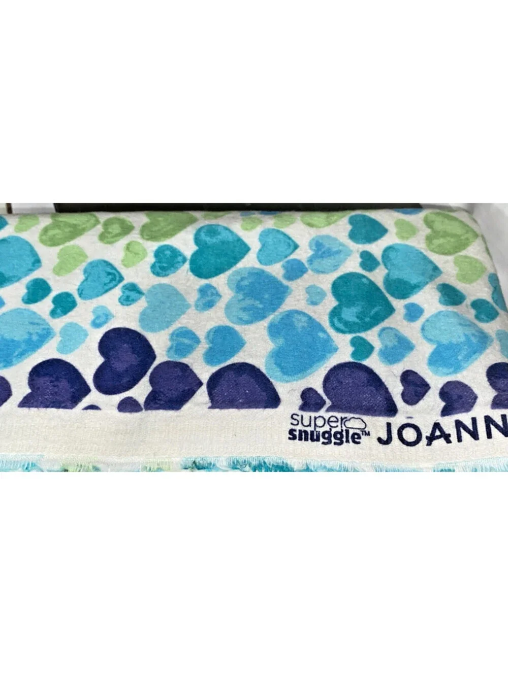 One Yard Super Snuggle By Joann Fabrics. Hearts, Blue. Green, turquoise